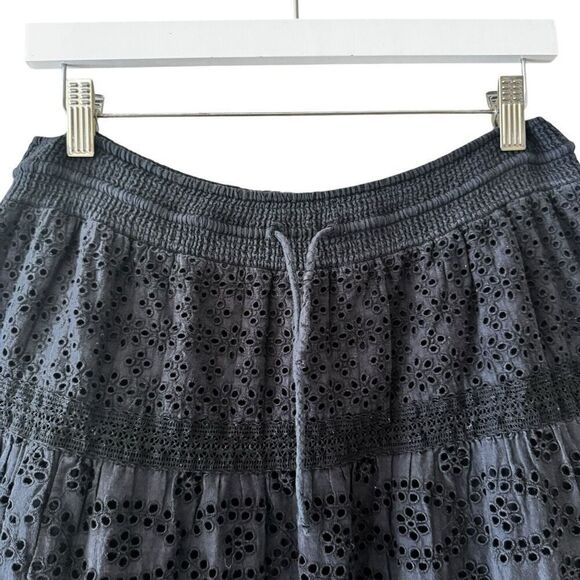 Ralph Lauren Y2K black eyelet tiered lined midi skirt Sz M # 2403 - Picture 3 of 16